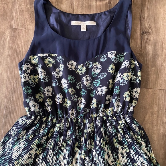 LC Lauren Conrad Navy Blue Dress W/ Pleated Skirt - Picture 5 of 7